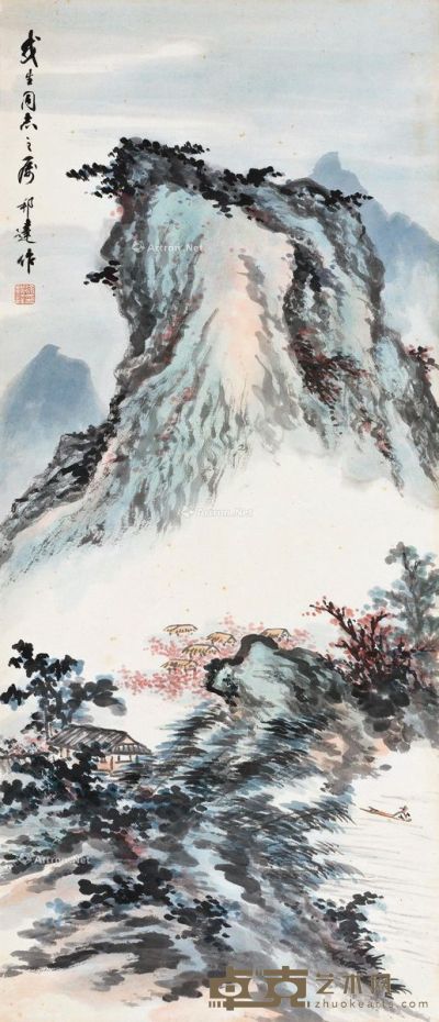 徐邦达 秋山红树 79.5×34cm