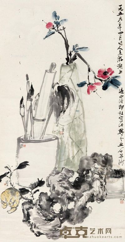 樊少云 唐云 江寒汀 朱屺瞻 孙孟渊 清供 134×68cm