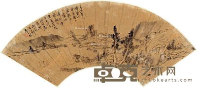 查士标 邨居图 16.5×49cm