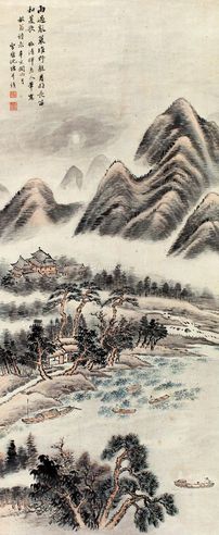 沈塘 雨过采菱图