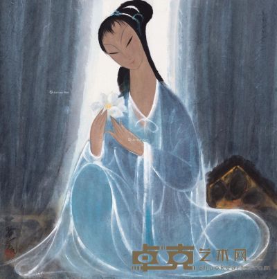 林风眠 持莲仕女图 68×68cm