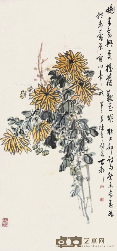 陈半丁 秋菊图 91×41.5cm