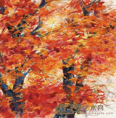 董伟 秋色梧桐 66×66cm