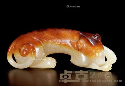 清中期 白玉卧犬 长8.5cm