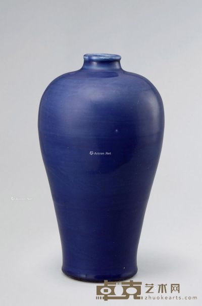 清 霁蓝釉梅瓶 高36.2cm