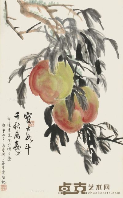 吴青霞 寿桃图 68.5×42cm