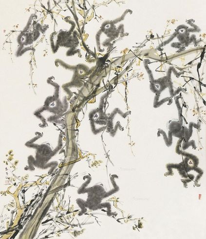 陈文希 猿戏图