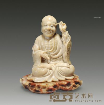 清 寿山石长眉罗汉雕像 通高9cm