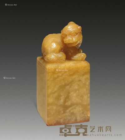 清 广东绿狮钮章 2.4×2.4×6.3cm