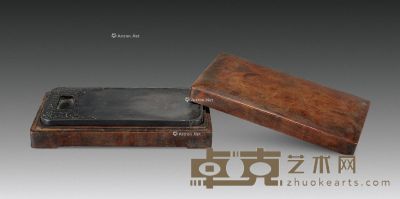 老坑夔纹端砚（瘿木盒） 14.5×7.5×1.5cm