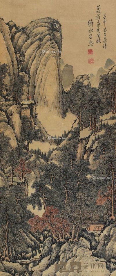 王槩 深山禅院 137.5×58cm