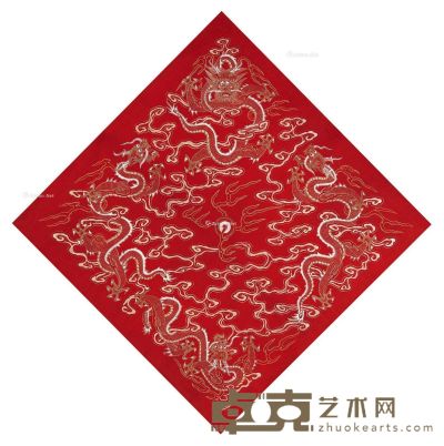 清道光 御制龙纹宫绢 （五张） 65×65cm×5