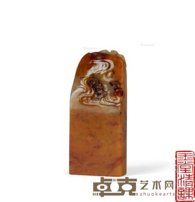 清 寿山杜陵石五福临门长方章 2.4×2.4×8.1cm