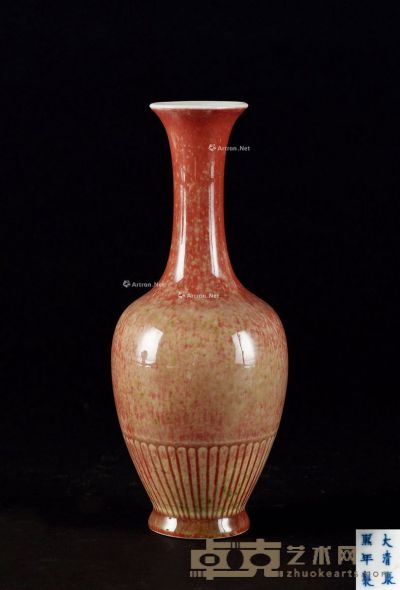 清 豇豆红釉菊瓣瓶 高19.3cm