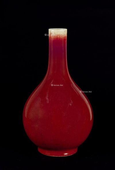 清 红釉胆瓶