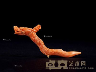 清乾隆 珊瑚龙形觹 长8.4cm
