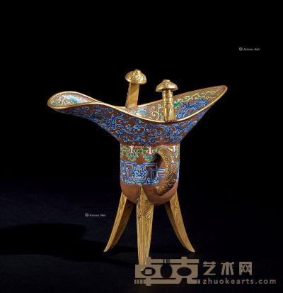 清中期 铜胎画珐琅爵杯 高19cm