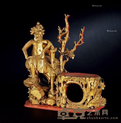清 潮州木雕铁拐李灶炉 高45cm；长42cm