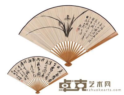 白蕉 行书春雨诗·兰花图 49.5×18cm
