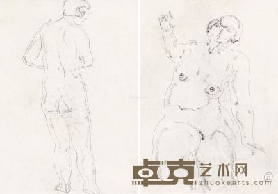 常玉 裸女（双面画） 45.5×32.5cm