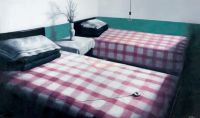 张晓刚 绿墙：两张单人床
