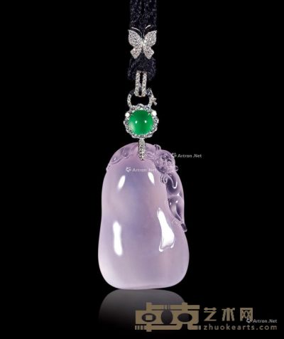 天然紫翡翠配钻石“福禄寿”吊坠 --