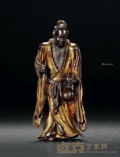 17世纪 铜鎏金道教人物像 髙7.4cm