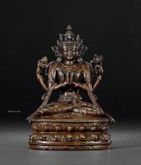 16世纪 合金铜四臂观音坐像