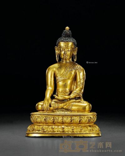 16世纪 铜鎏金释迦牟尼坐像 髙19.5cm