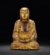 清 檀香木髹漆金地藏菩萨像