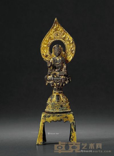 唐 铜鎏金释迦牟尼坐像 髙18.7cm