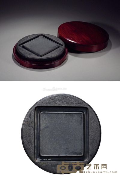 明 凤纹圆形石渠歙砚 直径27.4×4.3cm