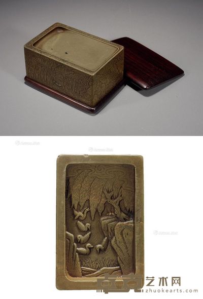 清 兰亭绿端砚 12.4×8×5.8cm