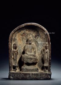 唐 阮元旧藏石雕释迦牟尼背屏式造像