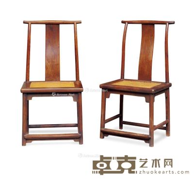 清 红木灯挂椅 （一对） 1.高97.4cm；长48.2cm；宽37.8cm；2.高97.4cm；长48.4