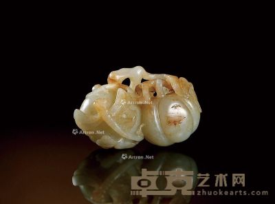 清 白玉瓜瓞绵绵把件 长6.4cm