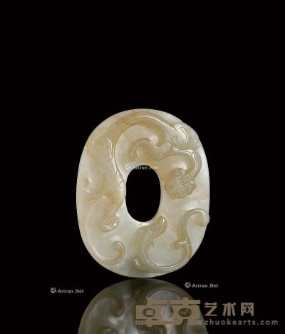 元 白玉螭龙纹璧 长7.3cm