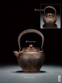 明治时期 龙文堂造土器式铁壶