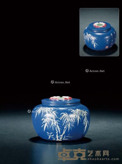 清中期 紫砂满彩围棋罐 7.8×10.6cm