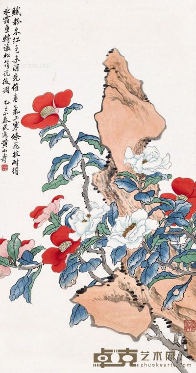 黄山寿 山茶寿石 86×45cm