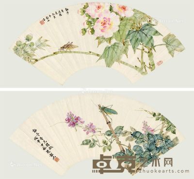 张韶石 佳卉昆虫 18.7×51cm×3