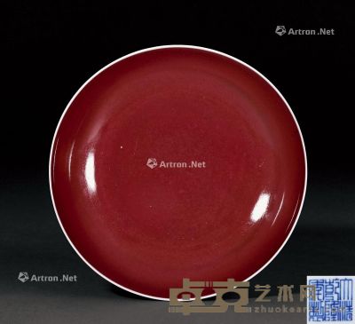 清乾隆 霁红釉盘 直径21.1cm