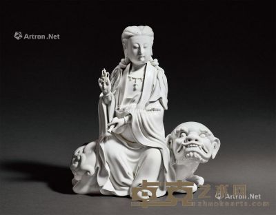 清晚期 德化窑白瓷狮吼观音 高23.7cm