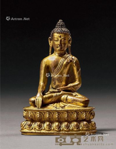 明早期（15世纪） 铜鎏金释迦牟尼佛 高10.1cm