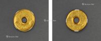 民国时期“广州中华南路 奇盛老金铺 加炼 500”半两圆形金锭一枚