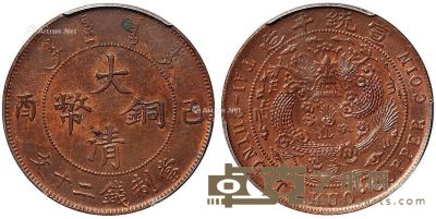 1909年己酉大清铜币二十文一枚 --