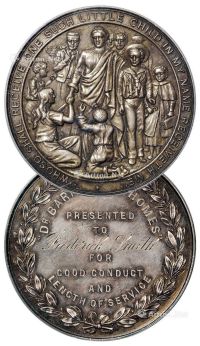 1905年英国“巴纳多之家”福利院致赠志愿者纪念银章一枚