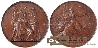 1855年比利时独立二十五周年大型纪念铜章一枚 直径7.4cm