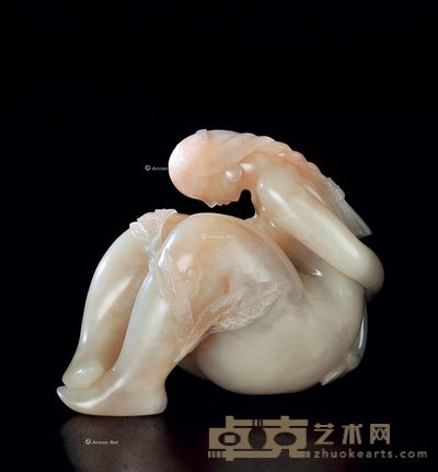 黄丽娟 善伯洞石 裸女摆件 11×14×8cm
