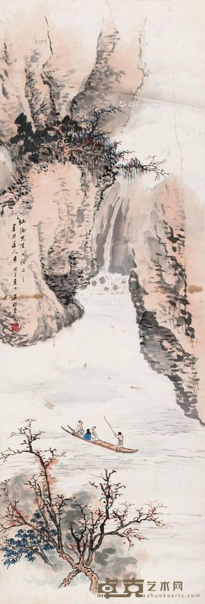 吴熙曾 访春图 101×34cm